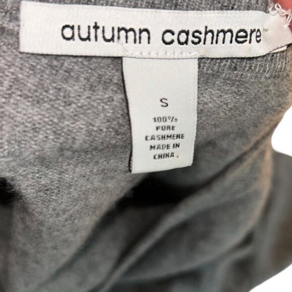 autumn cashmere gray 100% ruffle trim side slits sweater S - Picture 2 of 4